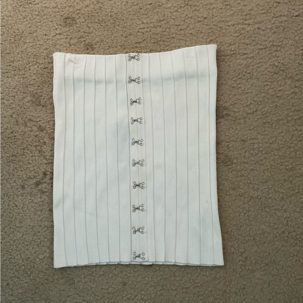 Forever 21 Cream Ribbed Mini Pencil Skirt